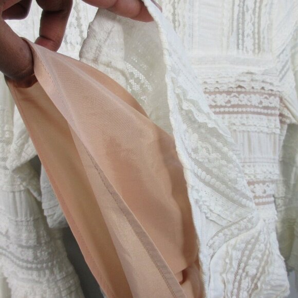 Cinq à Sept Antonia Lace Blouse Women White Cotton M Ruffle Sleeve Boho 296 - Picture 5 of 10